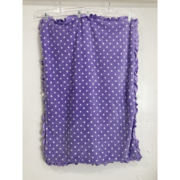HTF Carters Purple white polkadot Pink Owl blanket satin ruffle edge Plush Thick - Picture 5 of 10